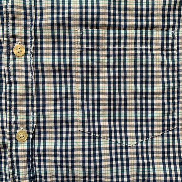 Men's J. Crew Slim Fit Blue Gray Orange Shirt, L - Picture 3 of 6